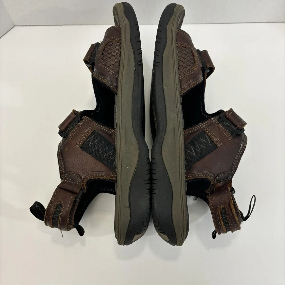 L.L.Bean Leather Hiking Sandals Mens Size 11 M Brown Hook Loop Comfort Shoes